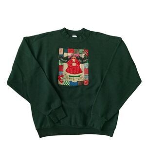 Fruit of the Loom Green Moms Are Real Angels Graphic Crewneck Sweater Adult XL